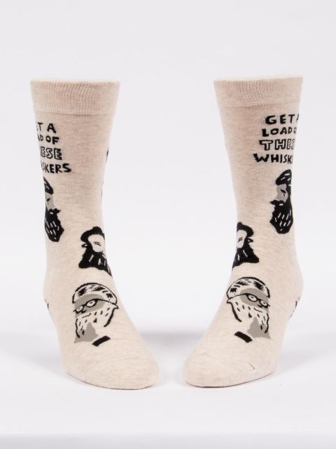 Image of Get A Load Of These Whiskers Men's-Crew Socks